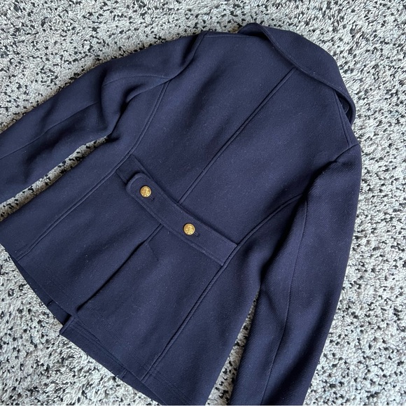 J. Crew Nello Gori Stadium Cloth Coat Navy Blue Wool Blend Peacoat Women’s 10 - Picture 11 of 14